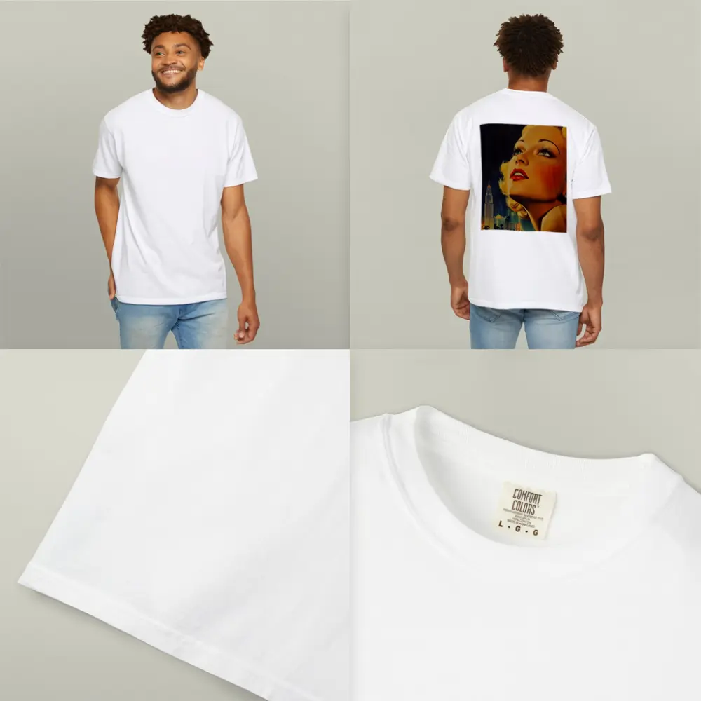 Retro Blonde Woman City Night Illustration – T-Shirts
