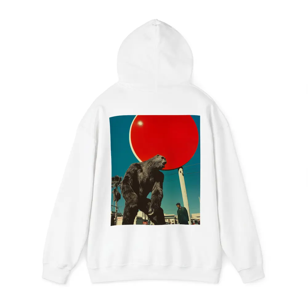 Giant Gorilla Red Sun Urban Street Scene – Hoodies