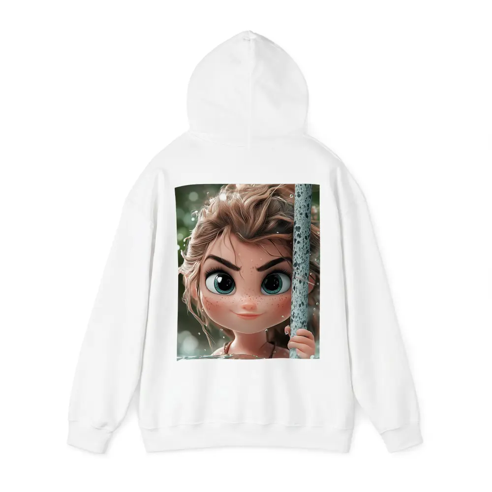 Cartoon Girl Swimming in Green Water – Hoodies