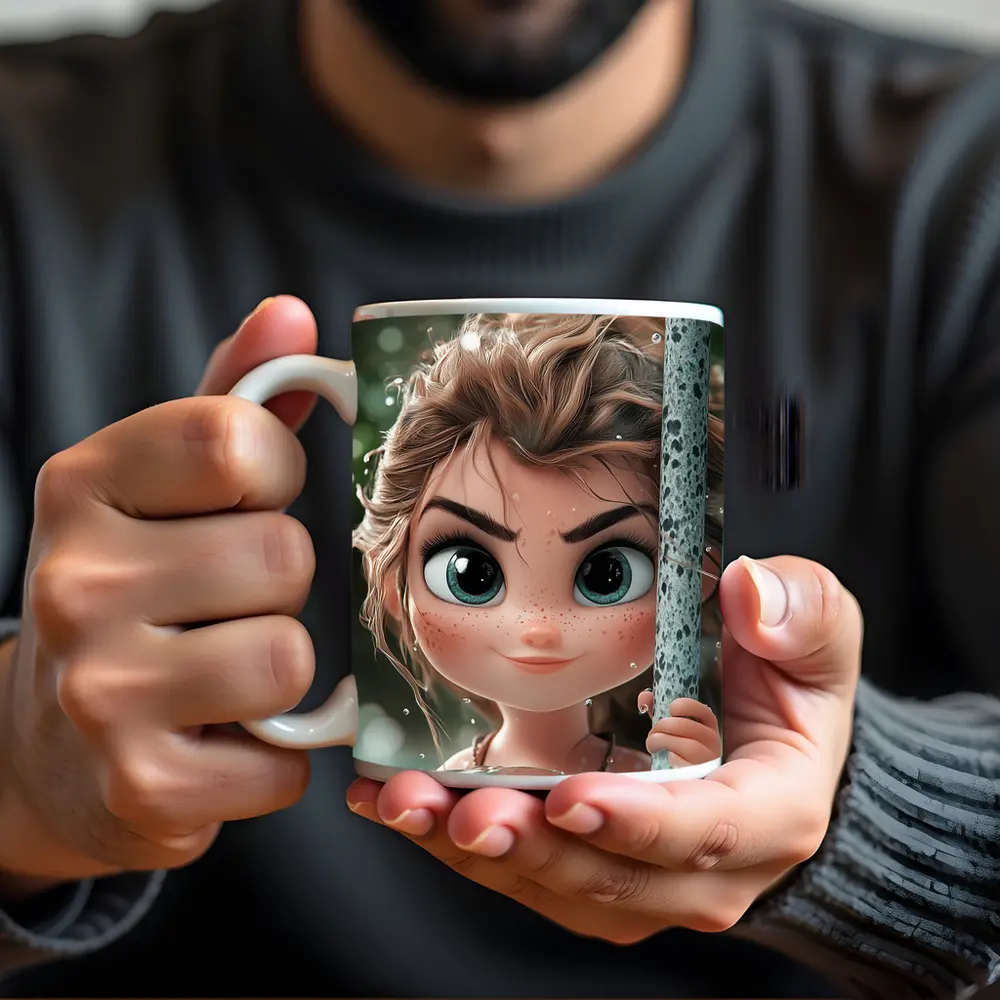 Cartoon Girl Swimming in Green Water – Mugs