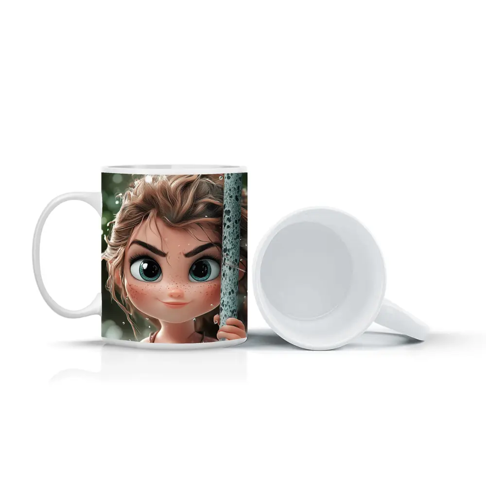 Cartoon Girl Swimming in Green Water – Mugs