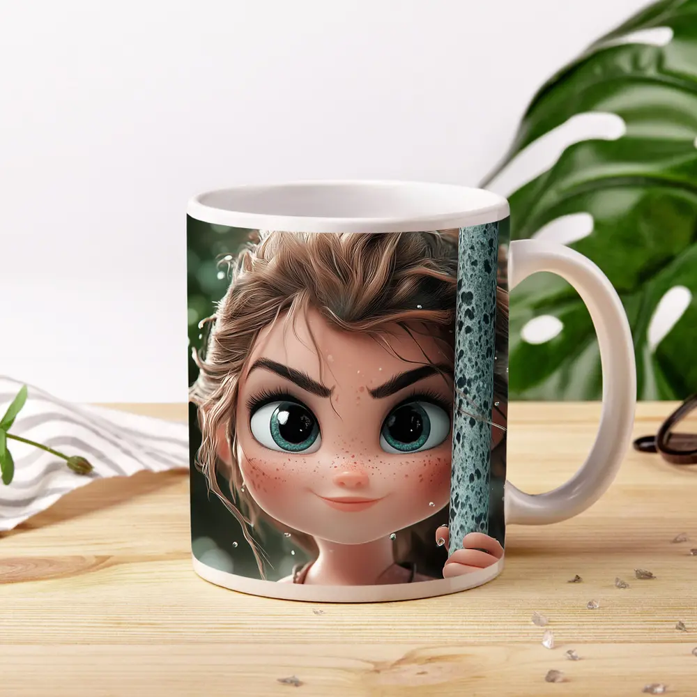 Cartoon Girl Swimming in Green Water – Mugs