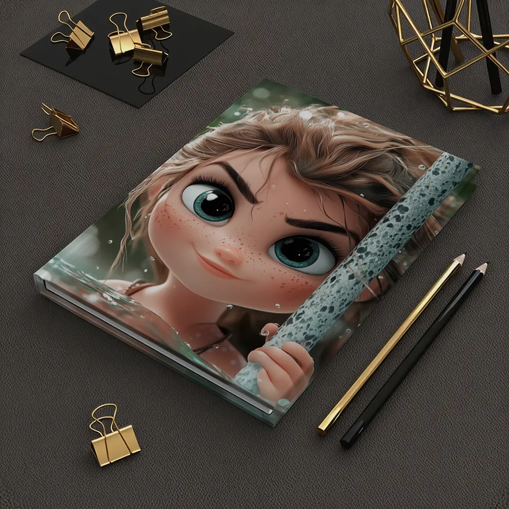 Cartoon Girl Swimming in Green Water – Notebooks