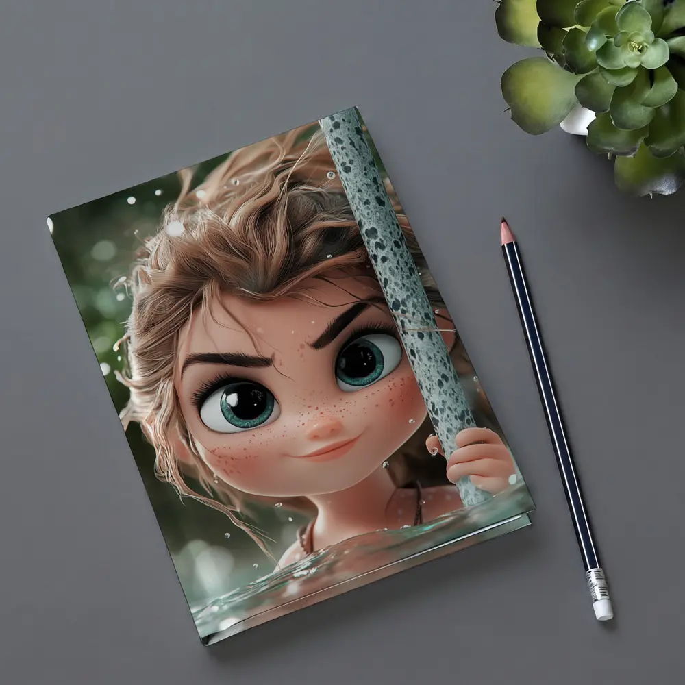 Cartoon Girl Swimming in Green Water – Notebooks