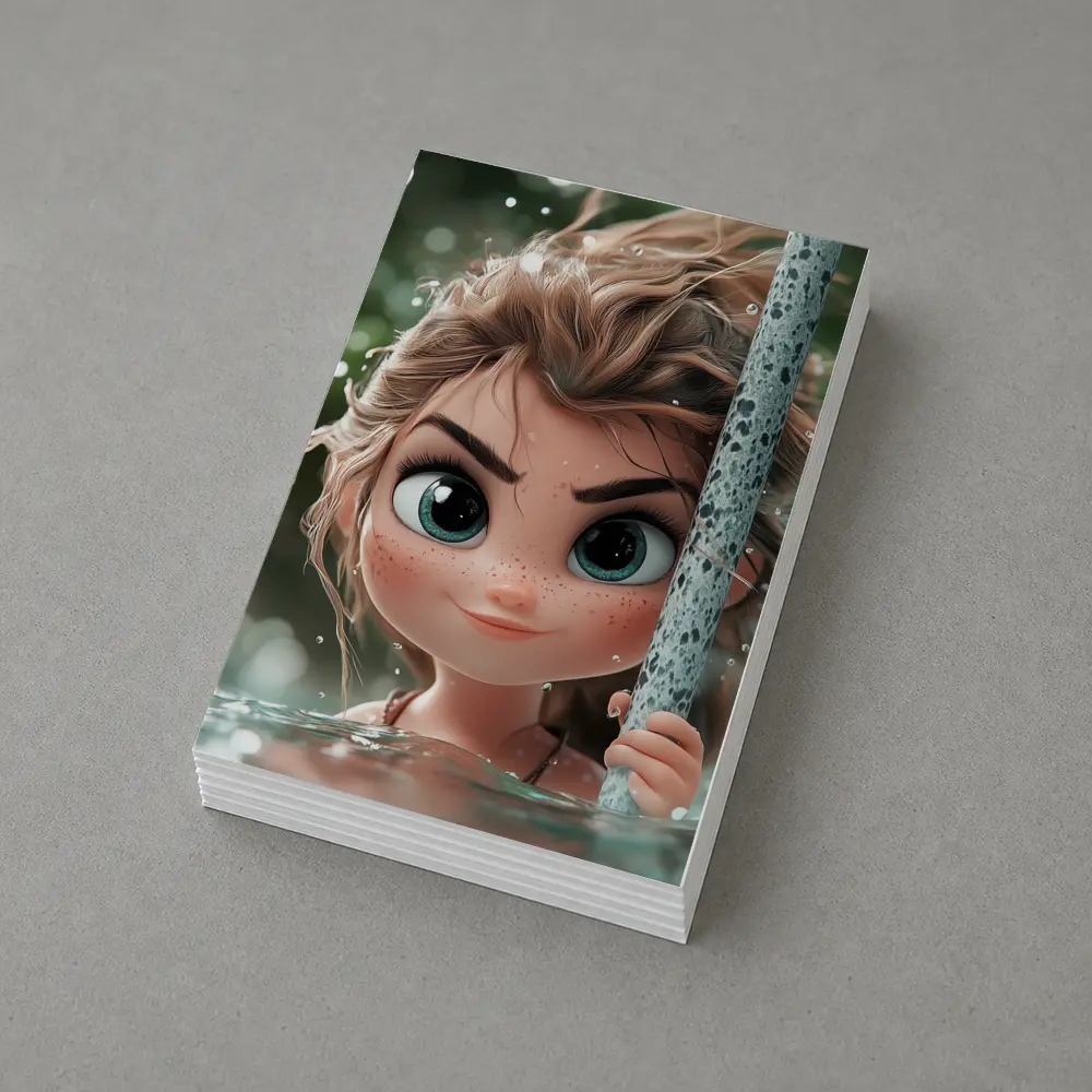 Cartoon Girl Swimming in Green Water – Postcards