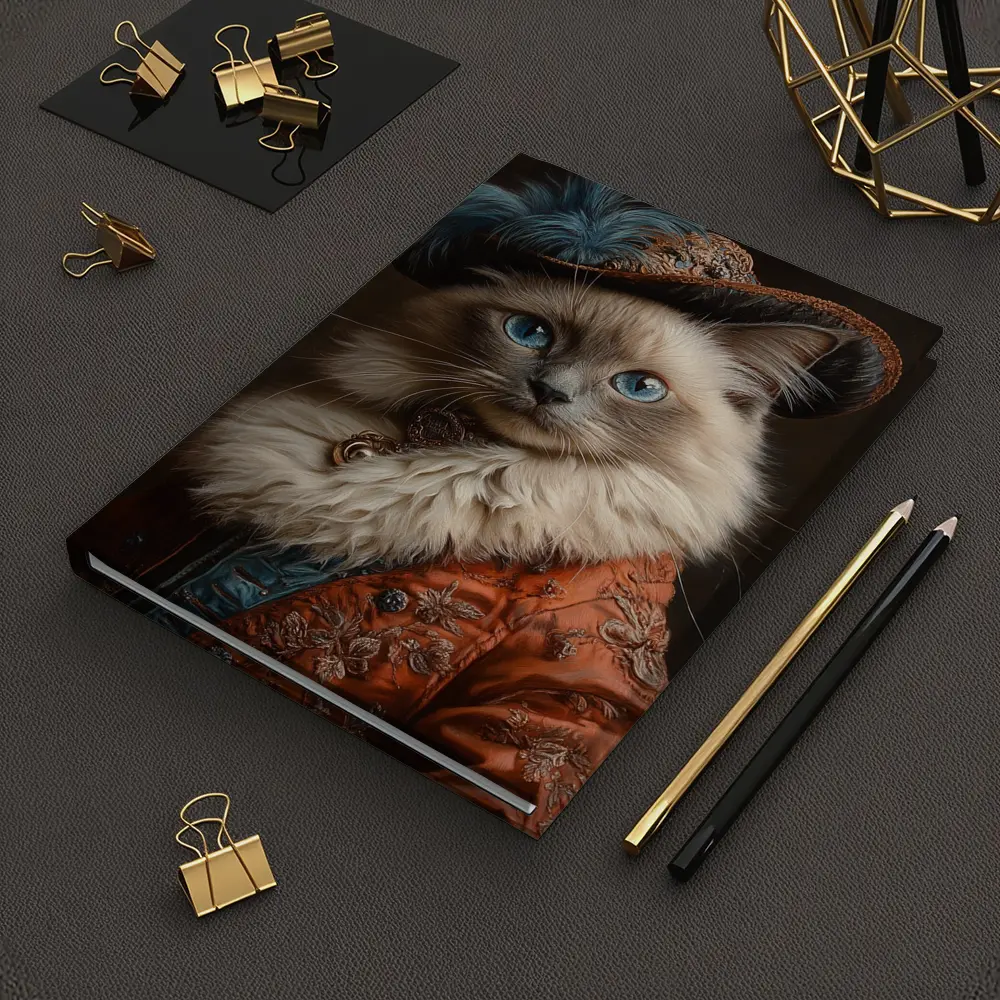 Ragdoll Cat Royal Renaissance Portrait Dark Background – Notebooks