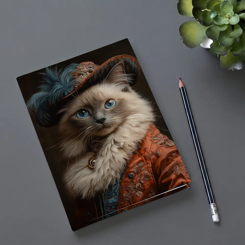 Ragdoll Cat Royal Renaissance Portrait Dark Background – Notebooks