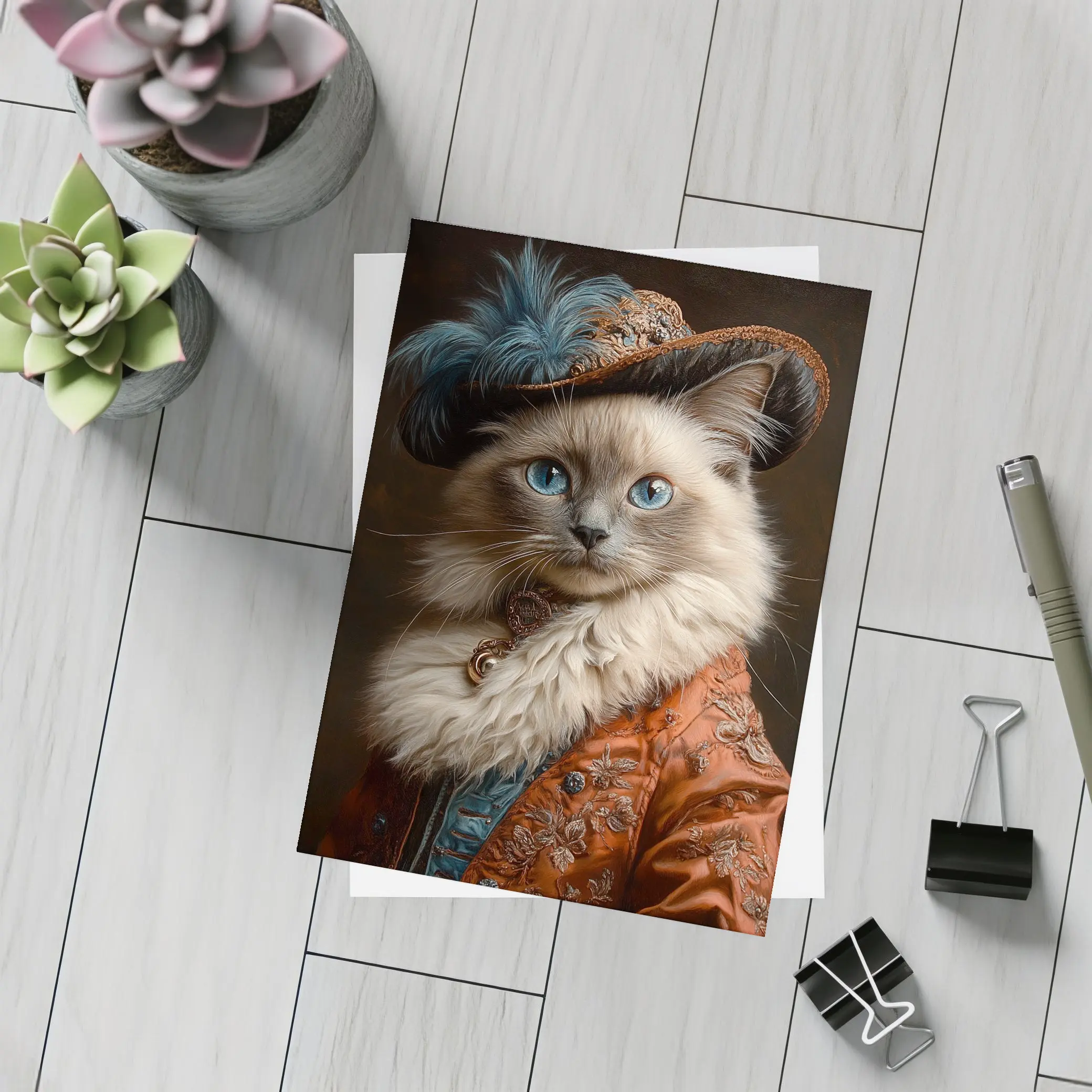 Ragdoll Cat Royal Renaissance Portrait Dark Background – Postcards