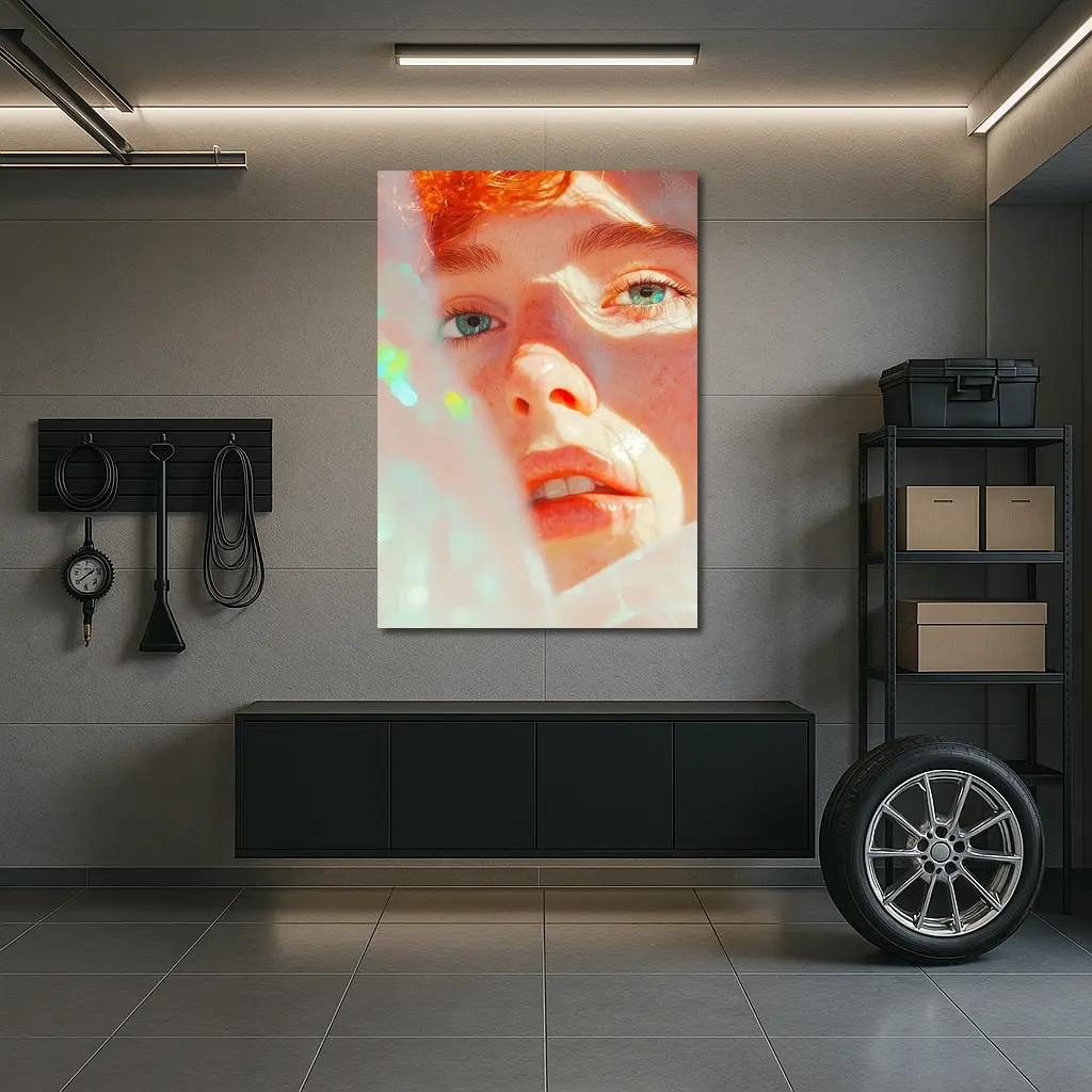 Young Man Close Up Portrait Light Glow – Wall Art