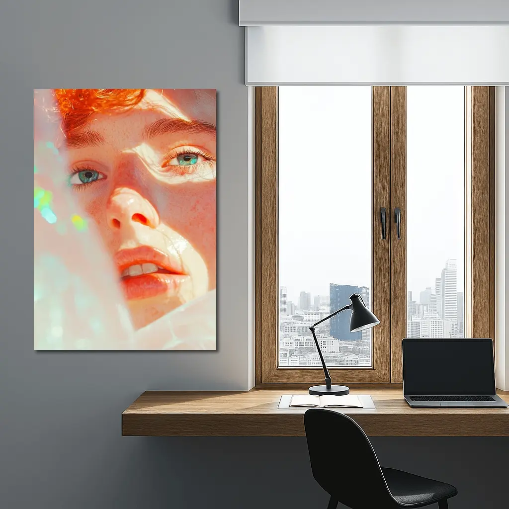 Young Man Close Up Portrait Light Glow – Wall Art