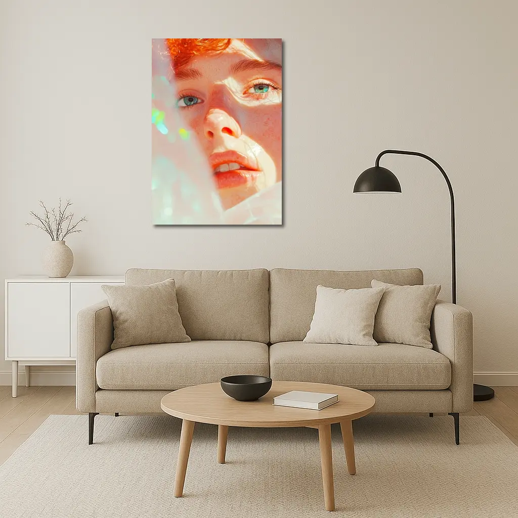 Young Man Close Up Portrait Light Glow – Wall Art