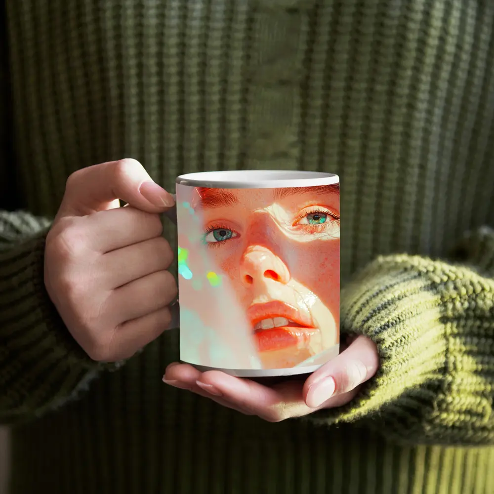 Young Man Close Up Portrait Light Glow – Mugs