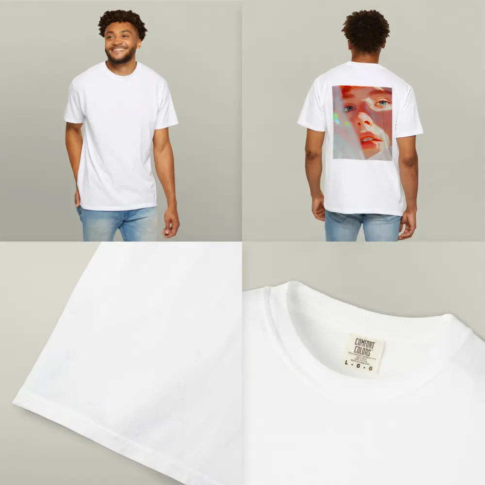Young Man Close Up Portrait Light Glow – T-Shirts