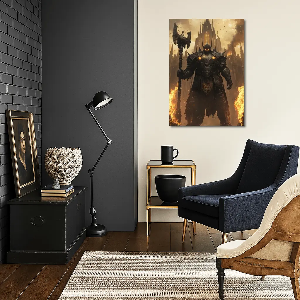 Dark Armored Warrior Fire Gothic Castle – Wall Art