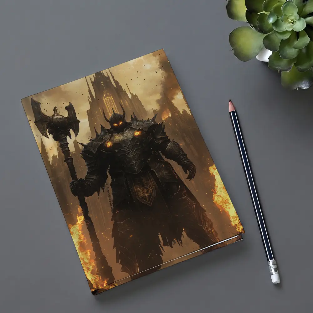Dark Armored Warrior Fire Gothic Castle – Notebooks