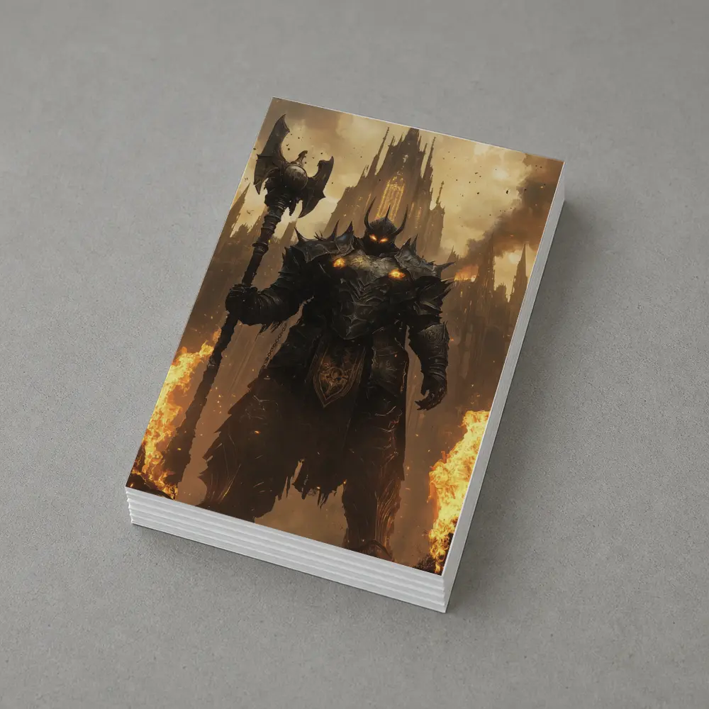 Dark Armored Warrior Fire Gothic Castle – Postcards