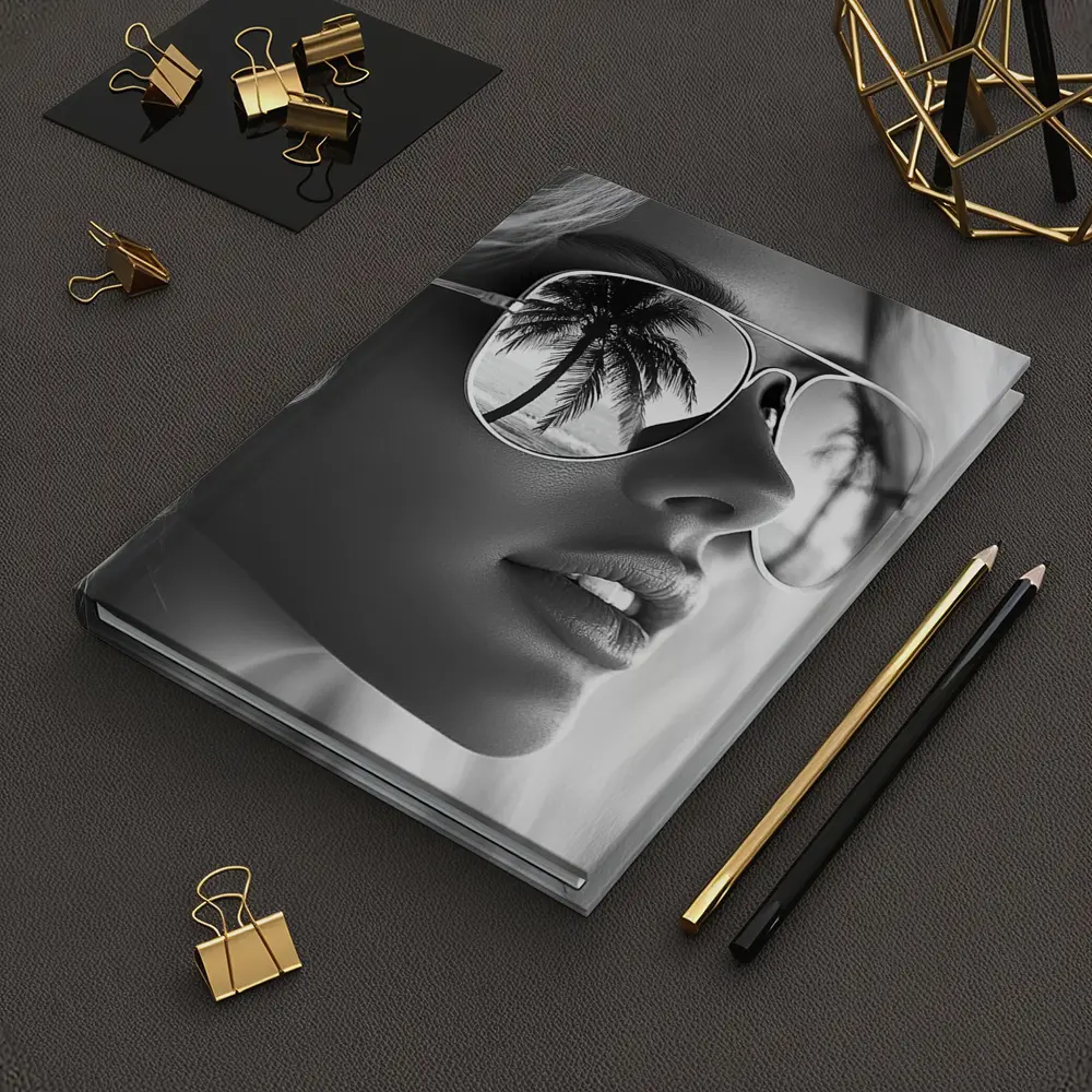 Blonde Woman Aviator Sunglasses Palm Tree Reflection – Notebooks