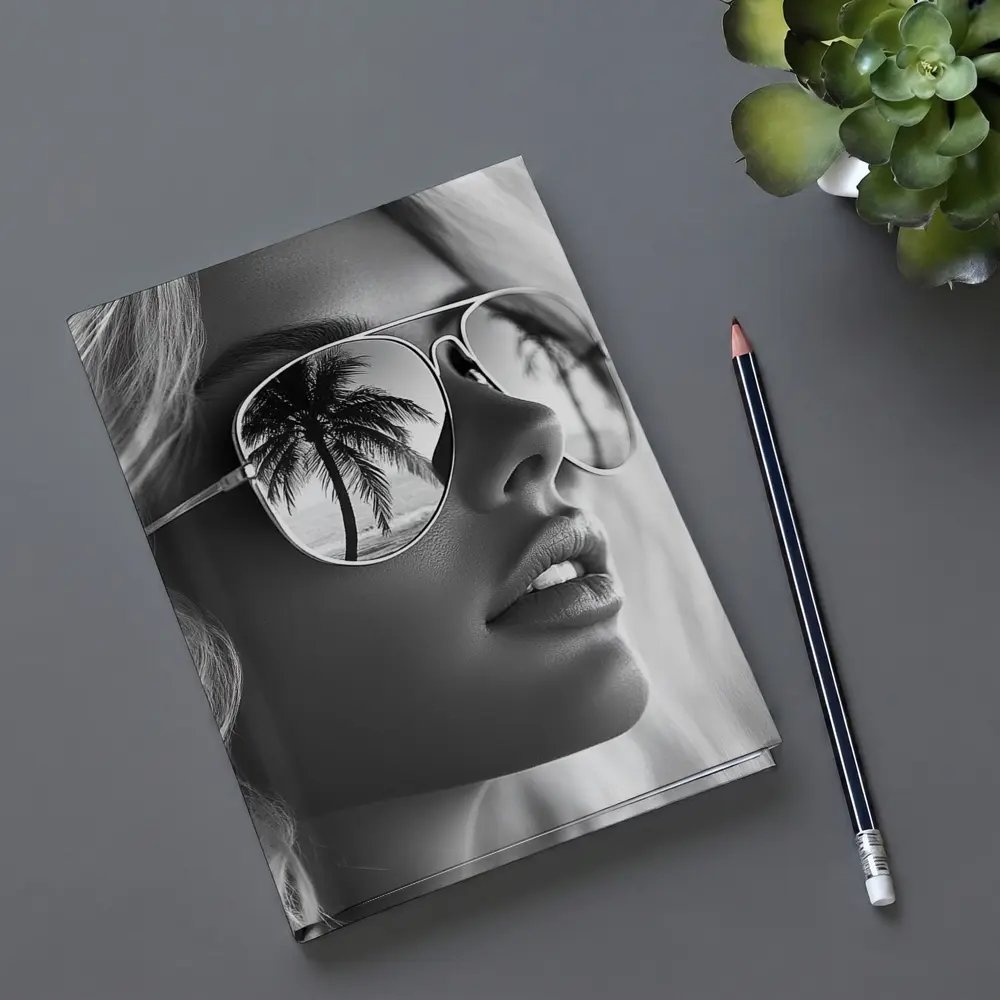 Blonde Woman Aviator Sunglasses Palm Tree Reflection – Notebooks