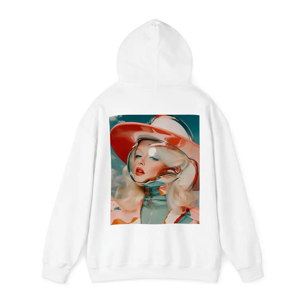 Retro Blonde Woman Chrome Helmet Sky – Hoodies
