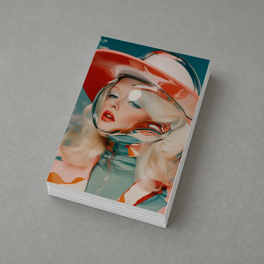 Retro Blonde Woman Chrome Helmet Sky – Postcards