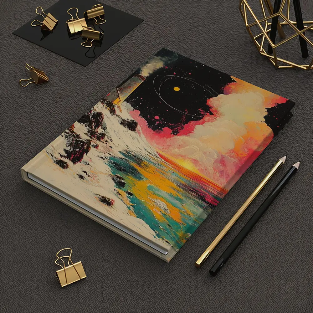 Lighthouse Snowy Coast Colorful Cosmic Night – Notebooks