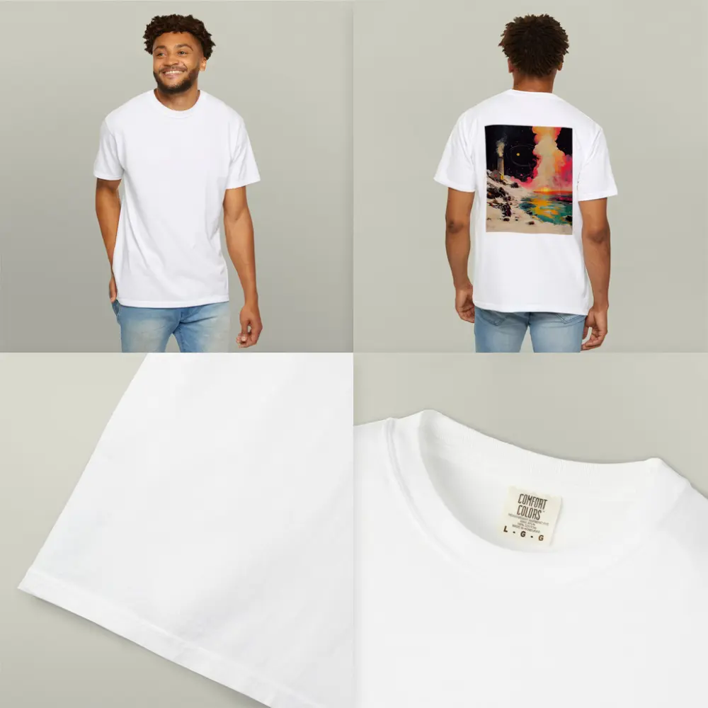 Lighthouse Snowy Coast Colorful Cosmic Night – T-Shirts