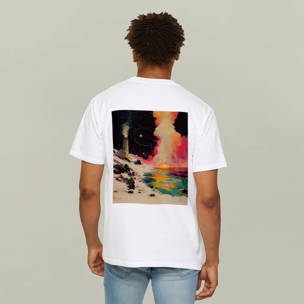 Lighthouse Snowy Coast Colorful Cosmic Night – T-Shirts