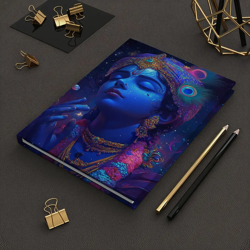 Lord Krishna Blue Cosmic Starry Night Art – Notebooks