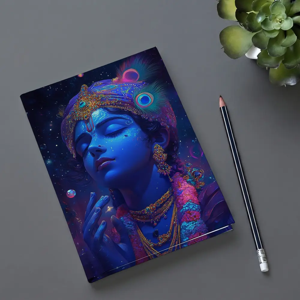 Lord Krishna Blue Cosmic Starry Night Art – Notebooks