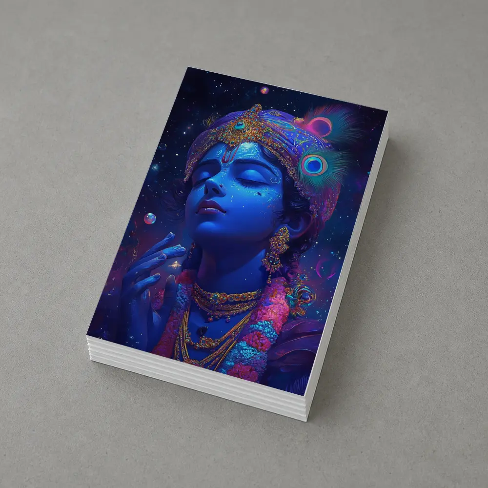 Lord Krishna Blue Cosmic Starry Night Art – Postcards