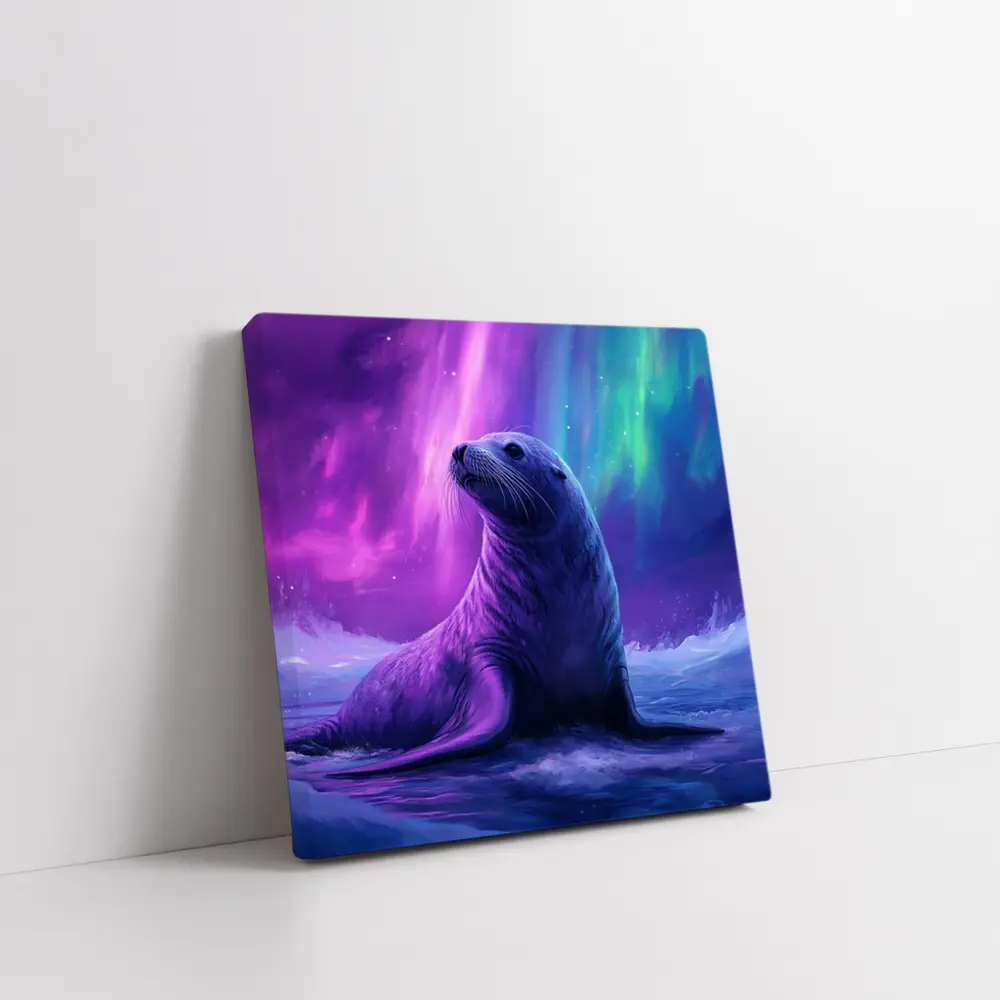 Seal Pup Under Aurora Borealis Northern Lights – Wall Art