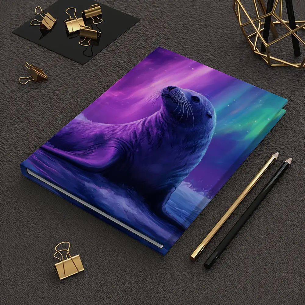 Seal Pup Under Aurora Borealis Northern Lights – Notebooks