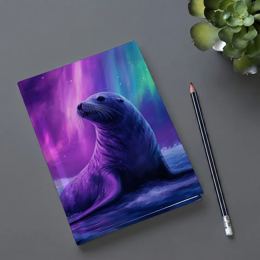 Seal Pup Under Aurora Borealis Northern Lights – Notebooks