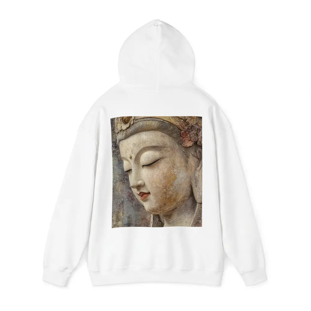 Ancient Guanyin Bodhisattva Statue Textured Stone – Hoodies