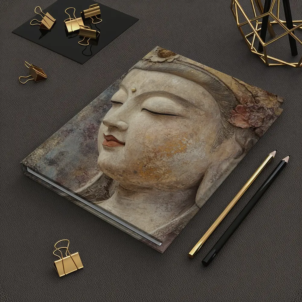 Ancient Guanyin Bodhisattva Statue Textured Stone – Notebooks