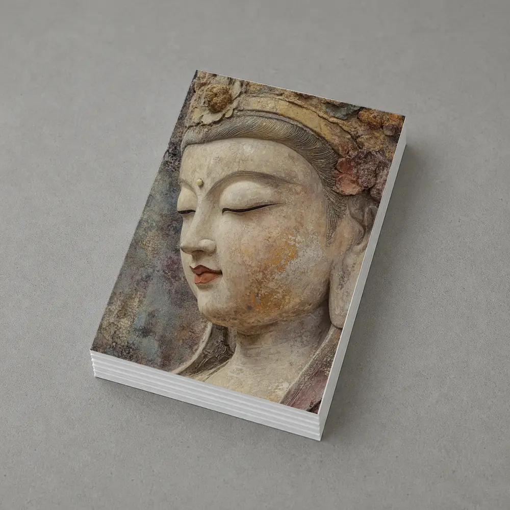 Ancient Guanyin Bodhisattva Statue Textured Stone – Postcards