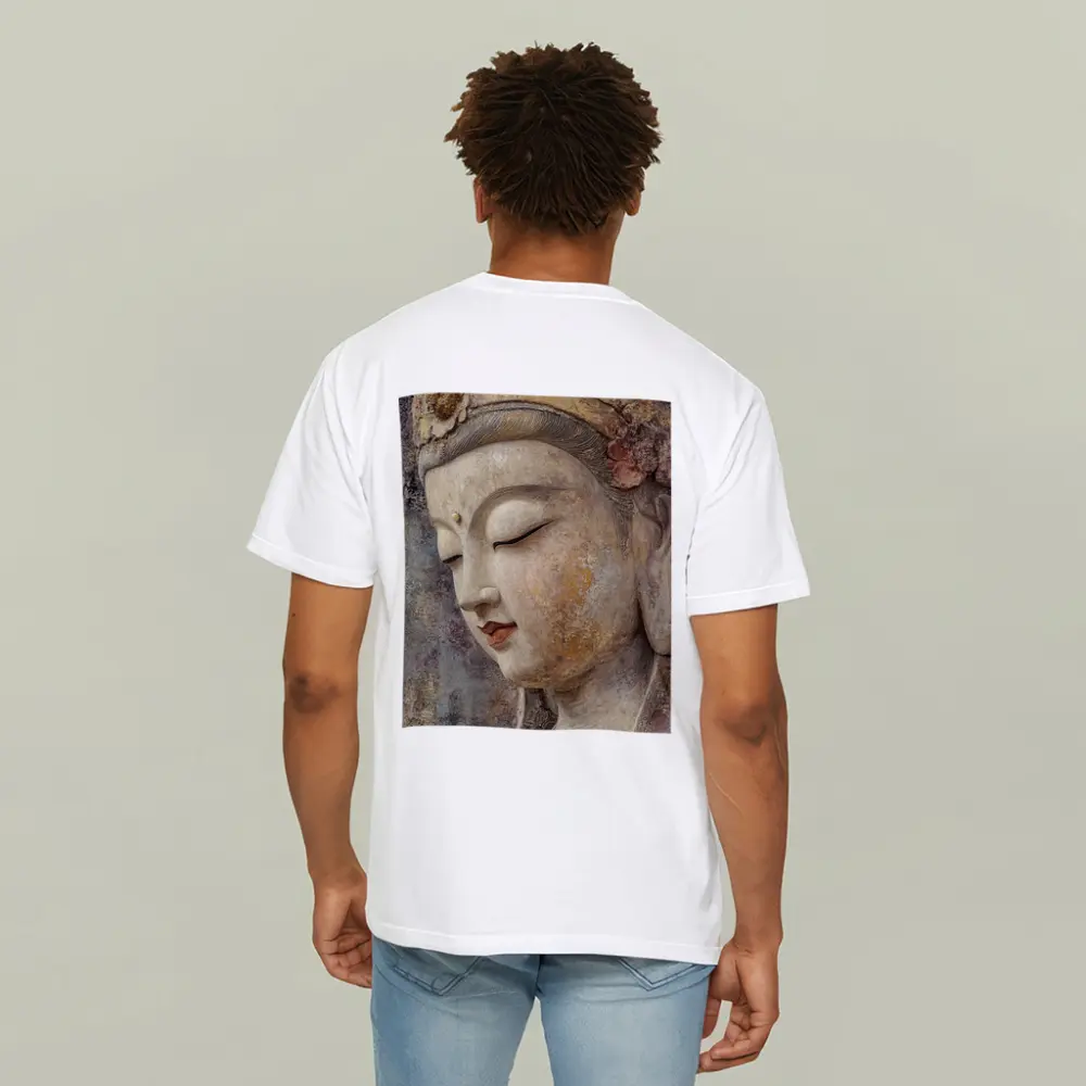 Ancient Guanyin Bodhisattva Statue Textured Stone – T-Shirts