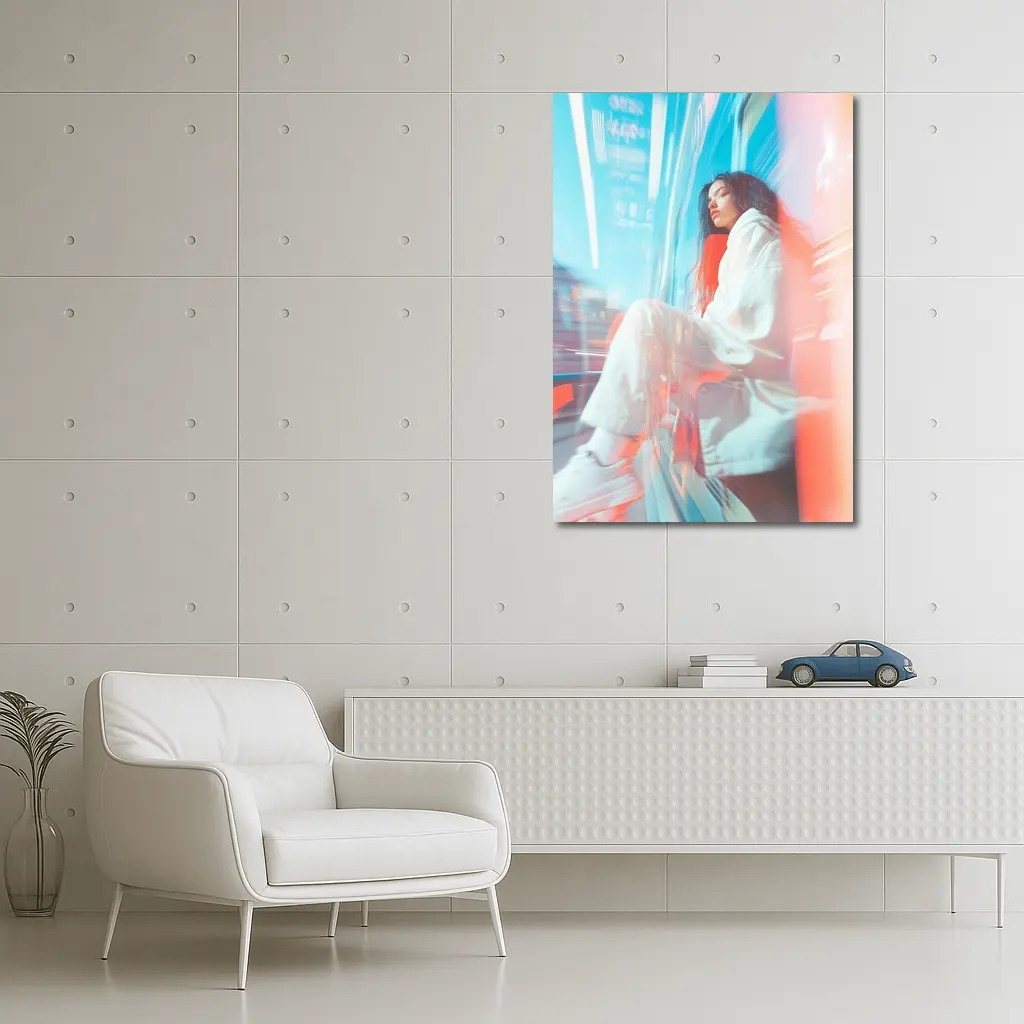Woman Sitting Urban Street Motion Blur – Wall Art