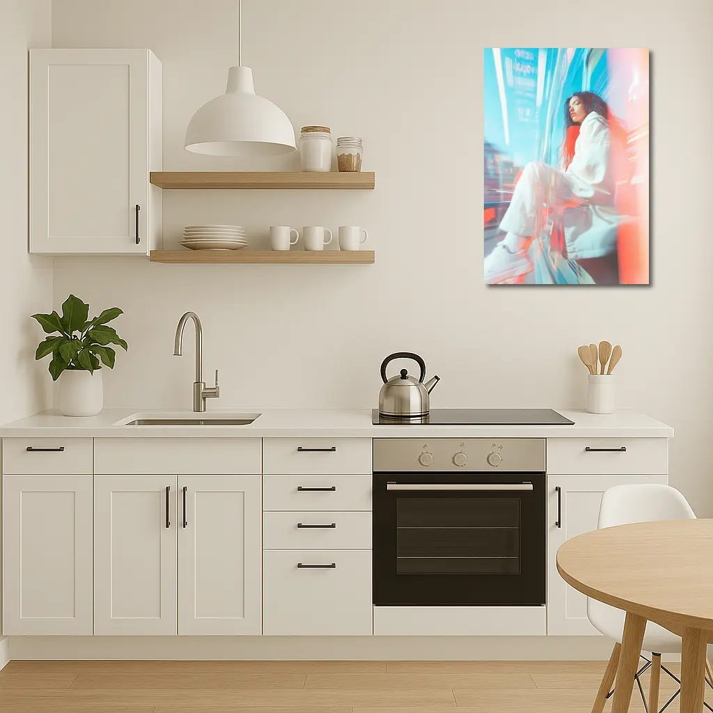 Woman Sitting Urban Street Motion Blur – Wall Art
