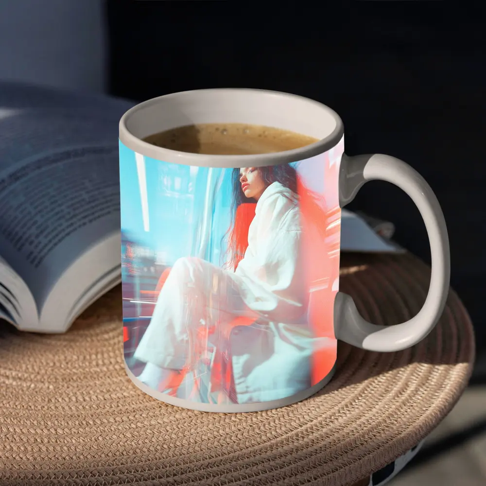 Woman Sitting Urban Street Motion Blur – Mugs