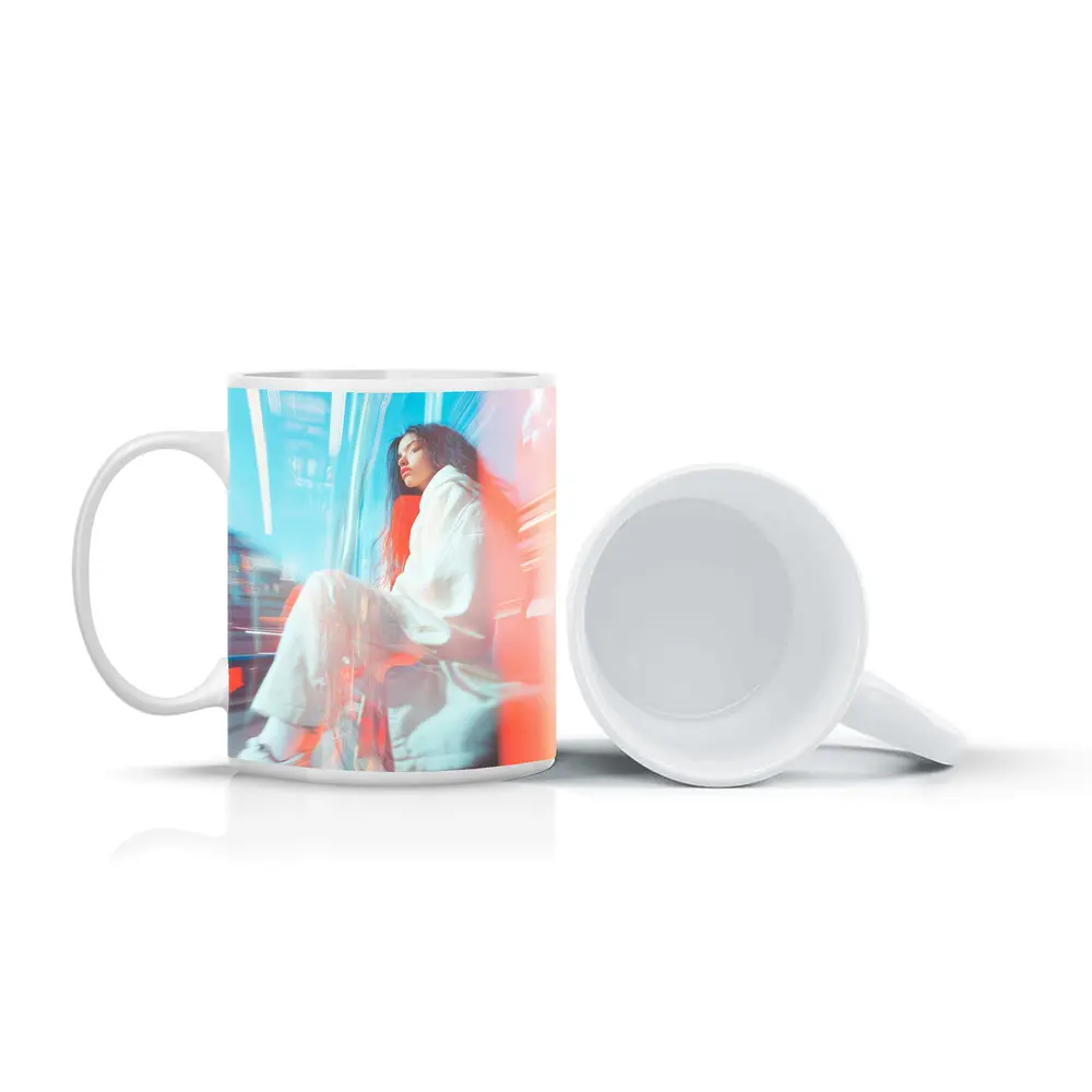 Woman Sitting Urban Street Motion Blur – Mugs