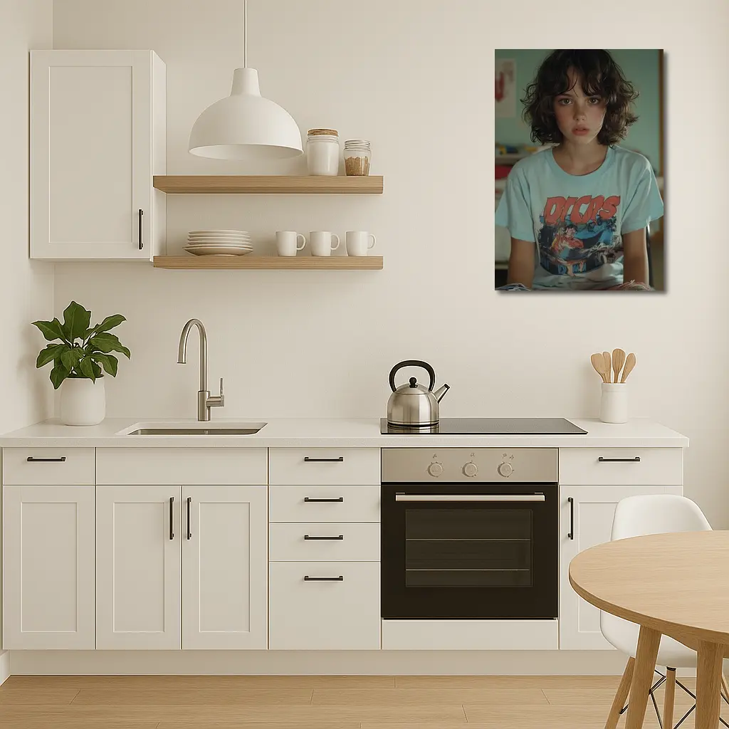 Young Girl Wearing Graphic Tee Classroom – Wall Art