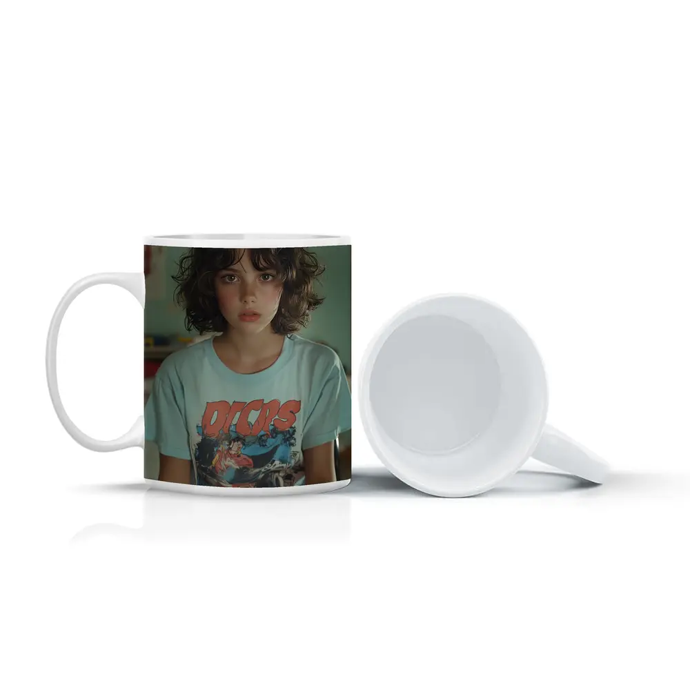 Young Girl Wearing Graphic Tee Classroom – Mugs