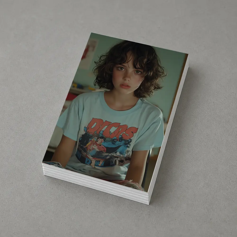 Young Girl Wearing Graphic Tee Classroom – Postcards