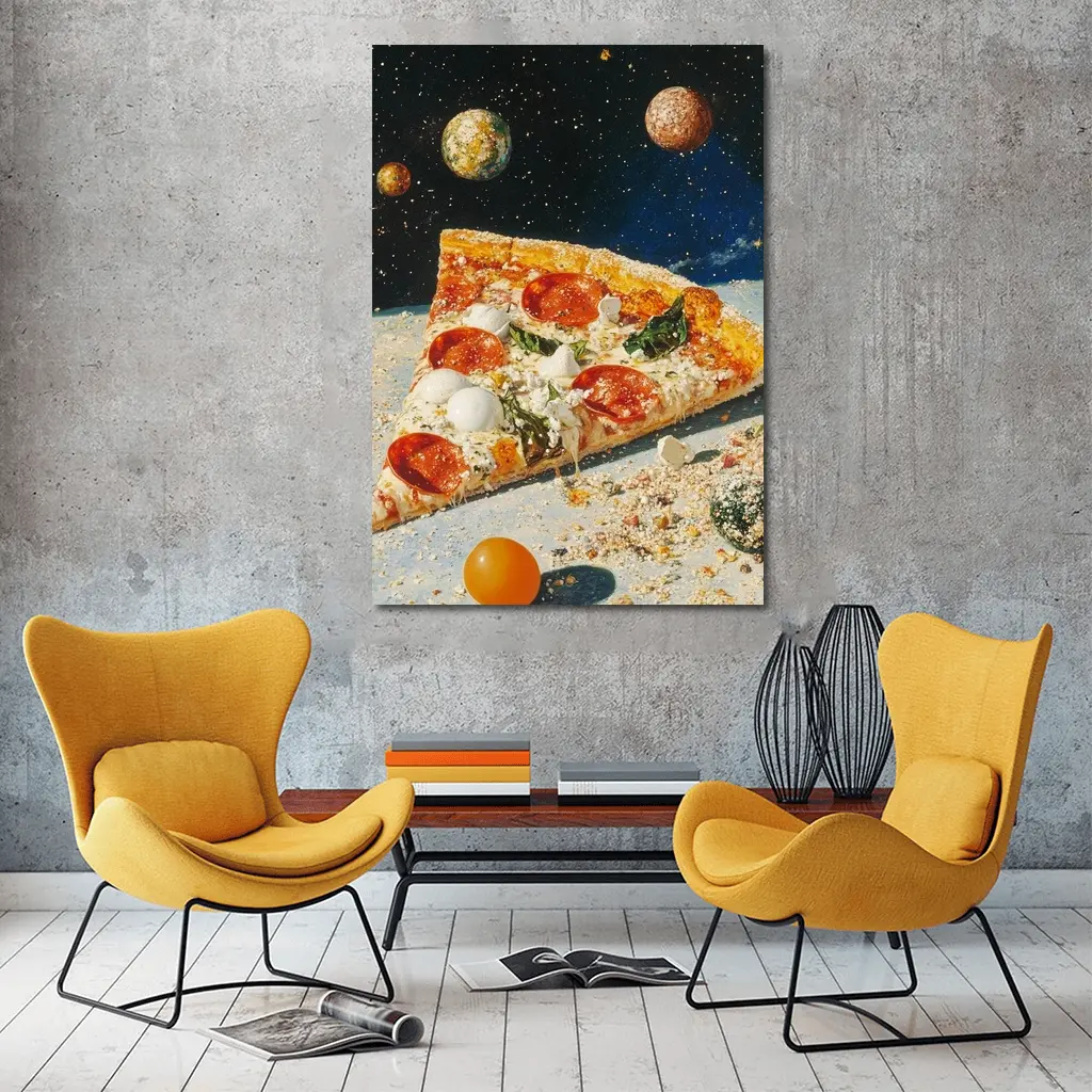 Pizza Slice Floating In Outer Space – Wall Art