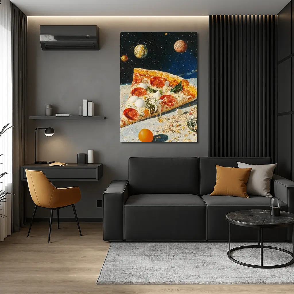 Pizza Slice Floating In Outer Space – Wall Art