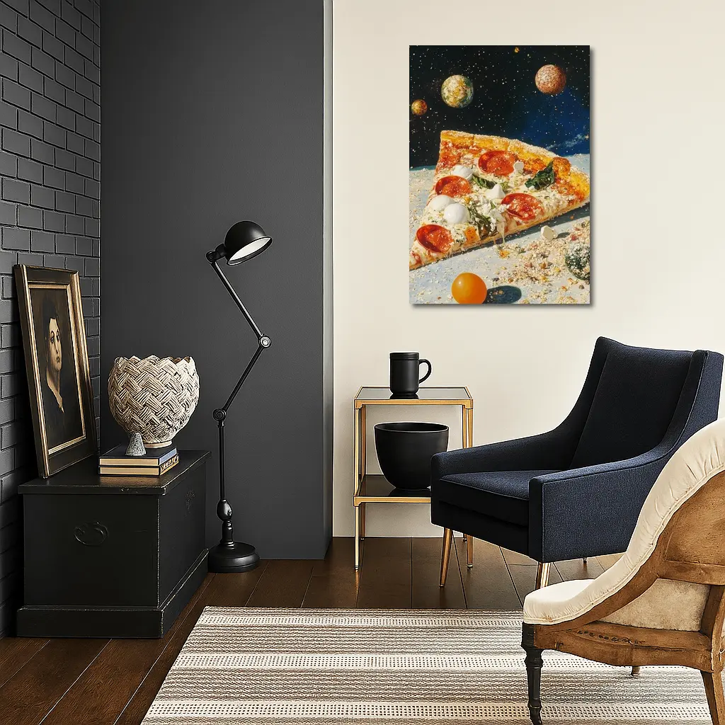 Pizza Slice Floating In Outer Space – Wall Art