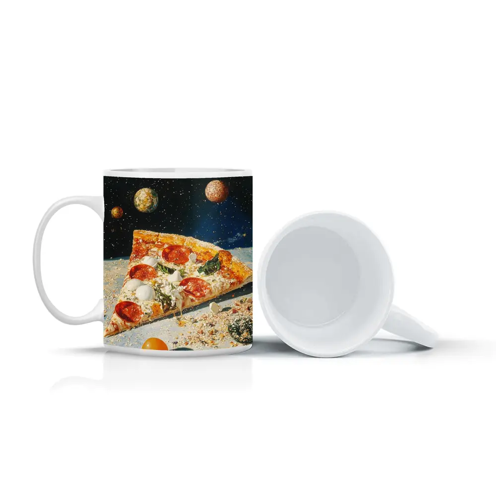 Pizza Slice Floating In Outer Space – Mugs