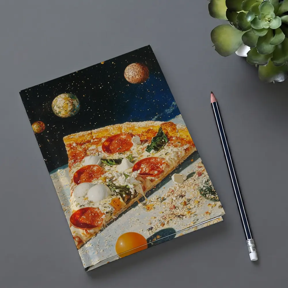 Pizza Slice Floating In Outer Space – Notebooks