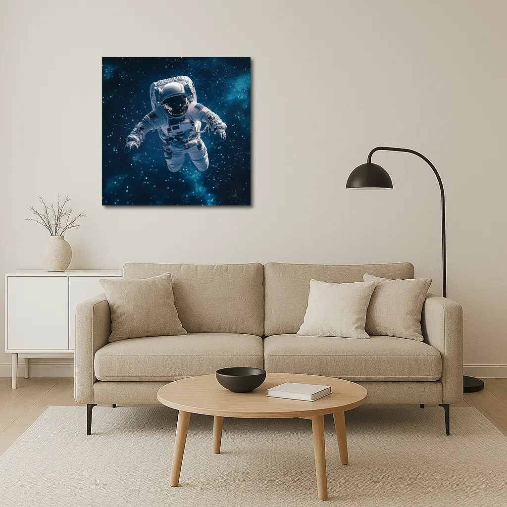 Astronaut Floating in Deep Blue Space – Wall Art